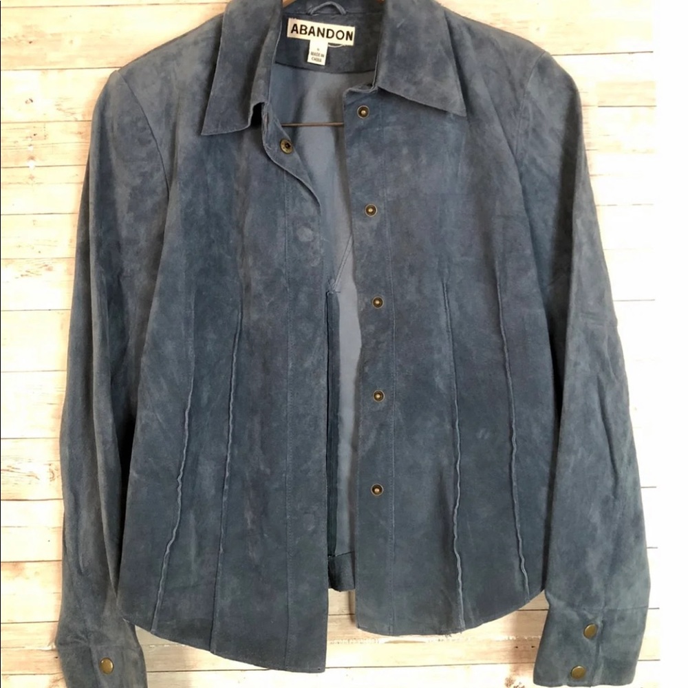 Italian leather tailored blue leather jacket